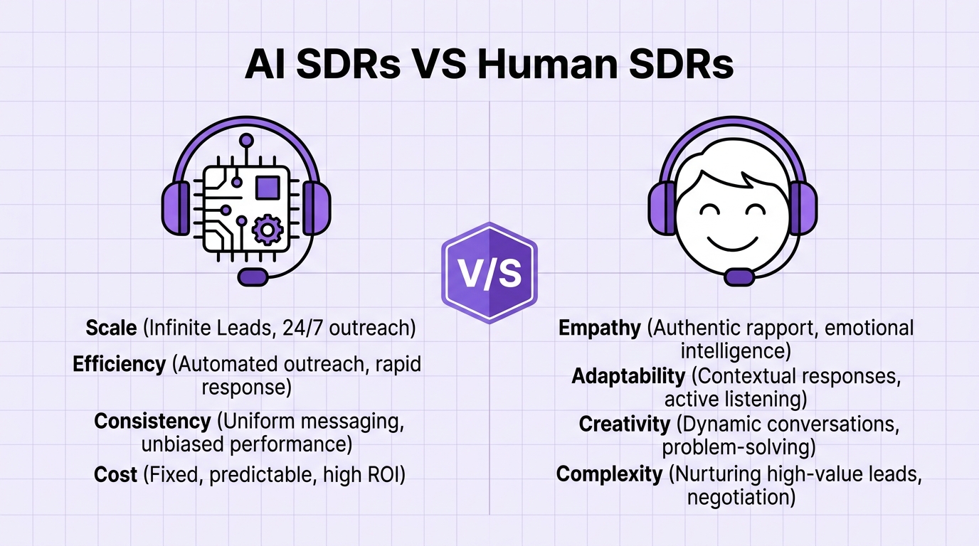 AI SDRs vs Human SDRs Comparison Banner