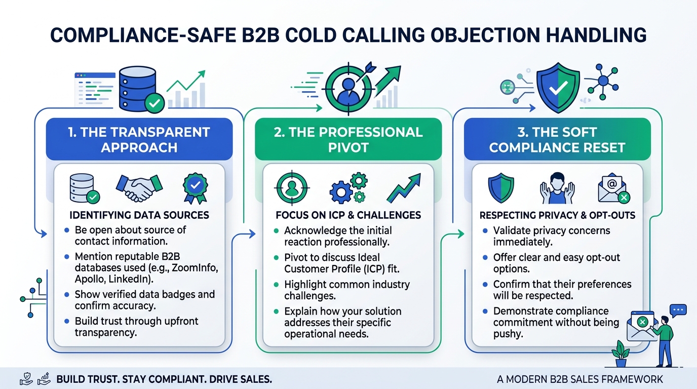 Compliance-Safe B2B Cold Calling Objection Handling Diagram