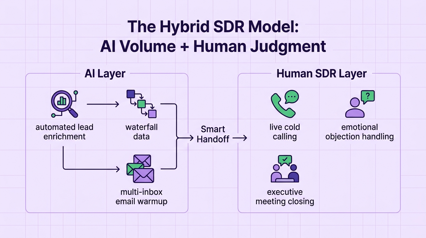 The Hybrid SDR Model: AI Volume and Human Judgment Architecture